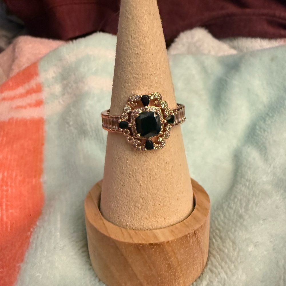 Gold and Black Gemstone Ring